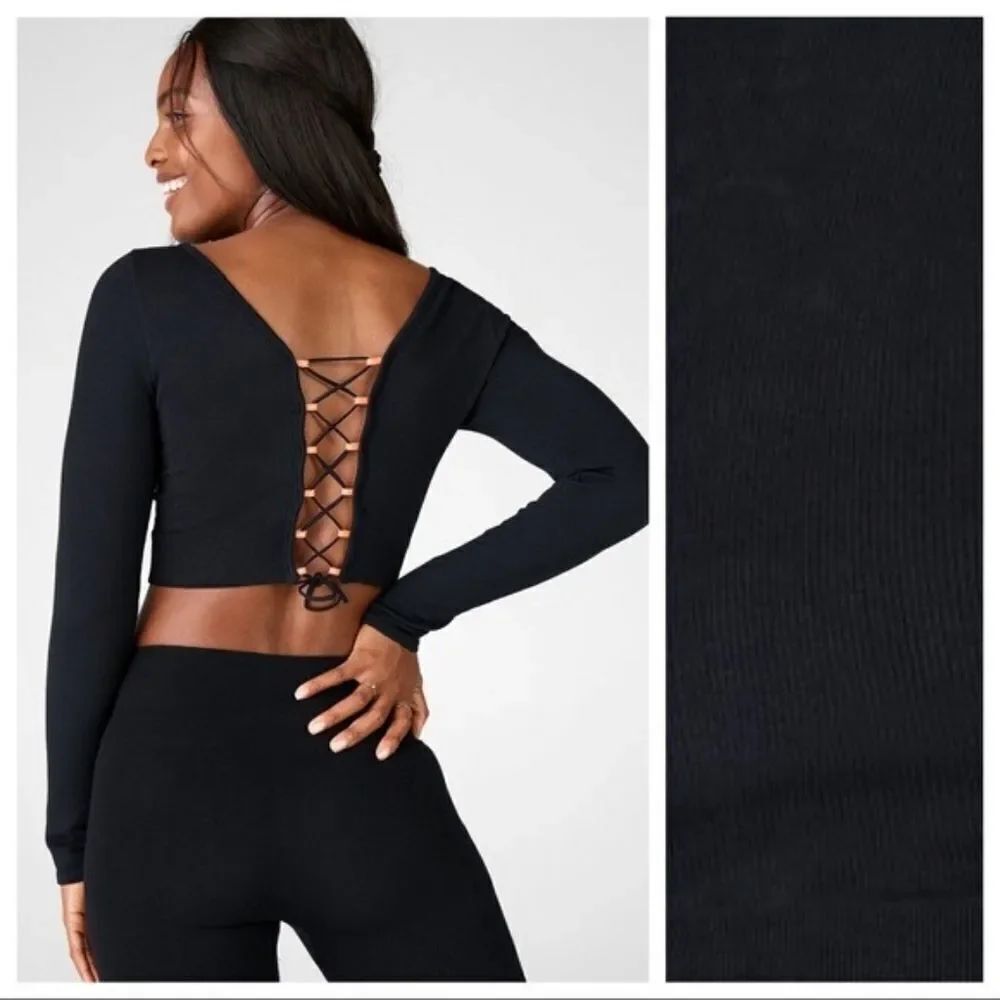 NWT Fabletics Lace Up Back Top, Sz M